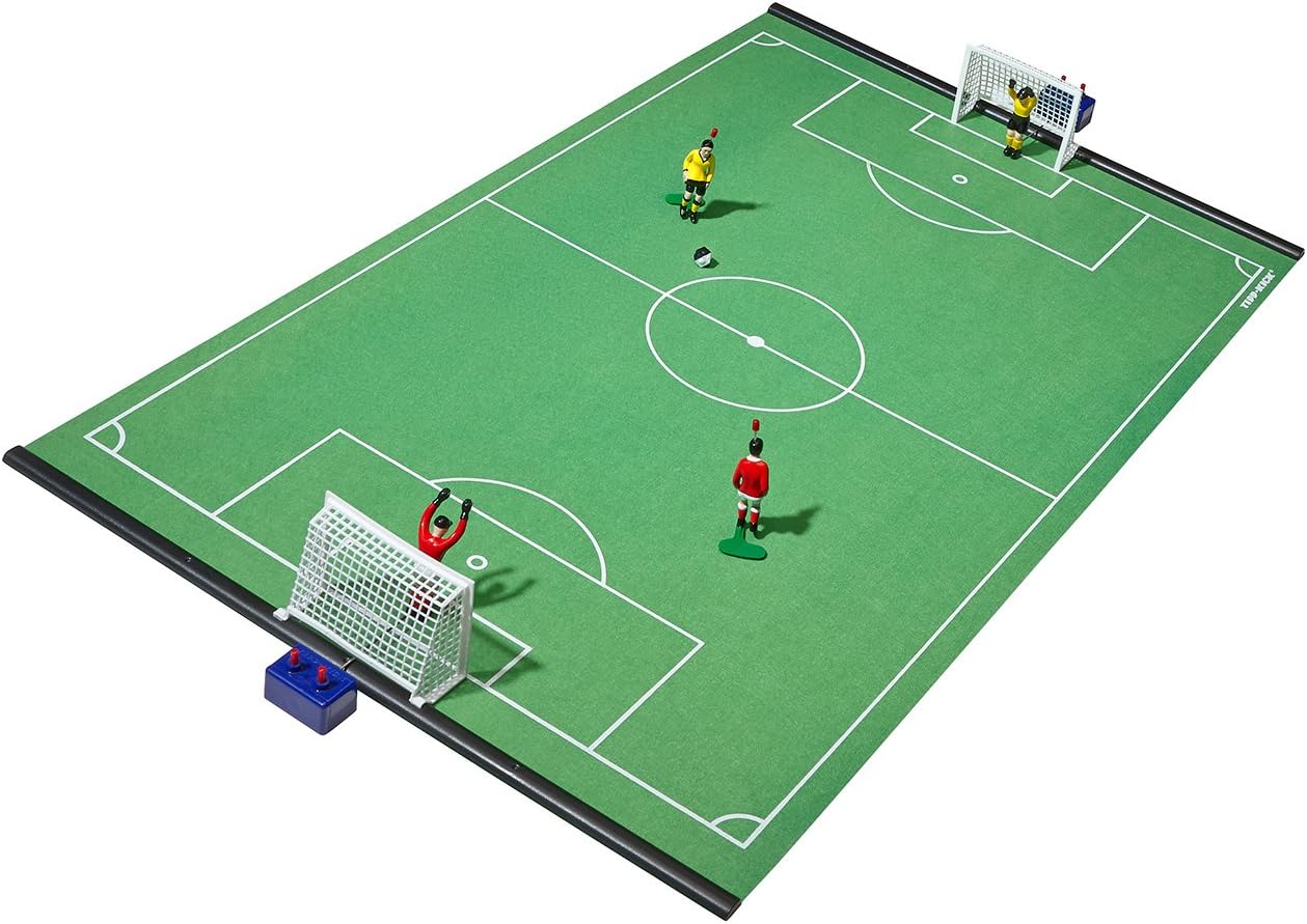 TIPP-KICK Classic Soccer Tabletop Game Set – Compact Felt Field, 2 Metal Kickers, 2 Diving Goalkeepers, Goals and Balls – Portable Family Toy for Kids and Adults, Authentic German Football Action